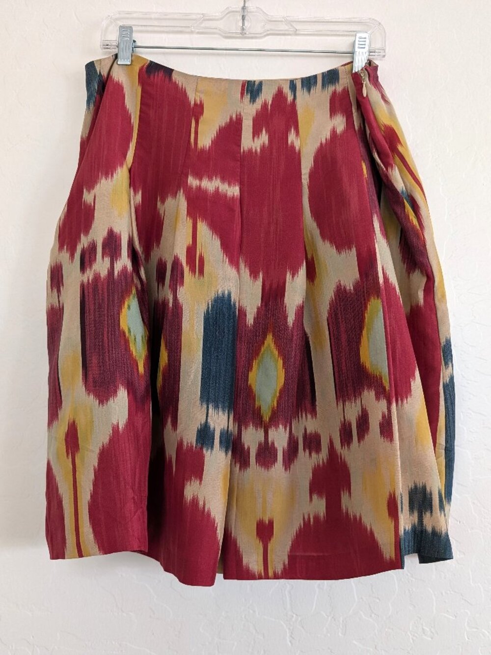LAUREN RALPH LAUREN Skirt 12 Multicolor Silk Pleated Zip Watercolor Lined
